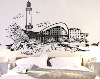 Wall sticker Baltic Sea coast Warnemünde lighthouse 1899