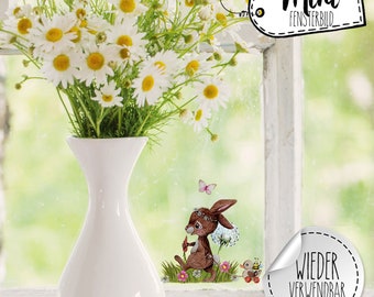 Mini-Fensterbild Hase hinterherzieh Tier Pusteblume wiederverwendbar Frühlingsdeko Mini-Fensterbilder Gr.9cm x 8cm Osterdeko Ostern bf39mini