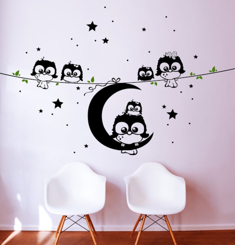 Wall decal owls owl wall decal owl band M1184 image 1