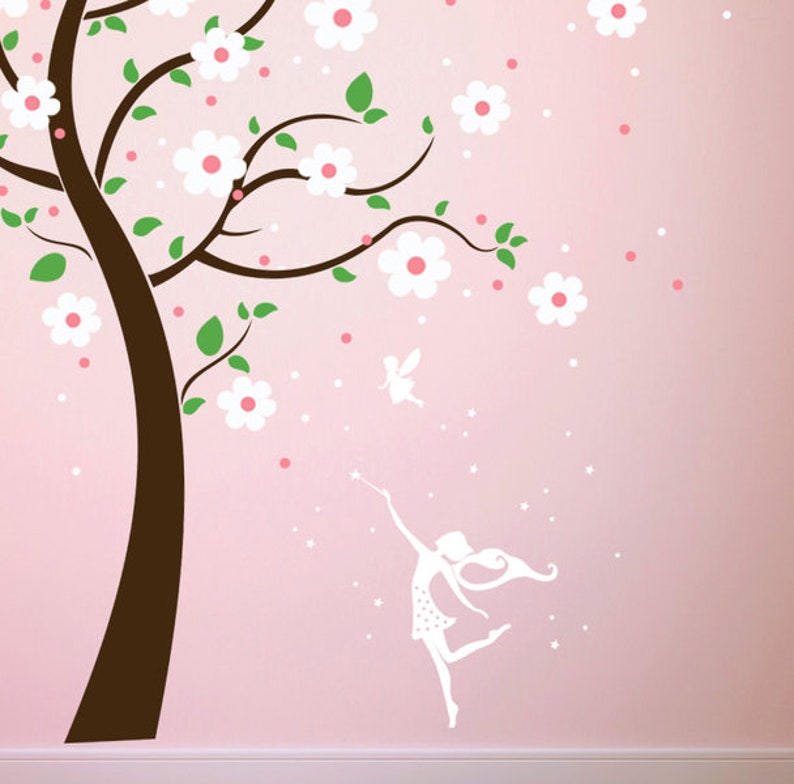 Wall Decals tree m Elves Fairy Flower Stars M1164