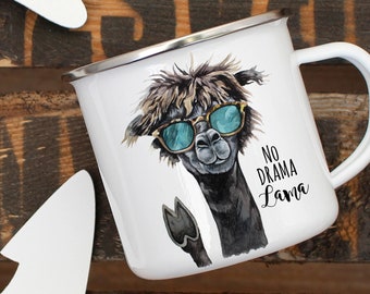 Tasse en émail, tasse à café, camping lama eb12