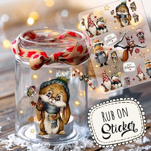Rub ons RubOn Rubons Sticker Weihnachten Weihnachtssticker Zwerg Schneemann Eichhörnchen A5 rb04