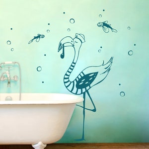 Wandtattoo Flamingo Fische Baddeko Bad M2086 Bild 1