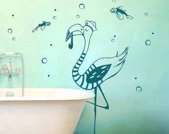 Wall tattoo flamingo fish bathroom decoration bathroom M2086