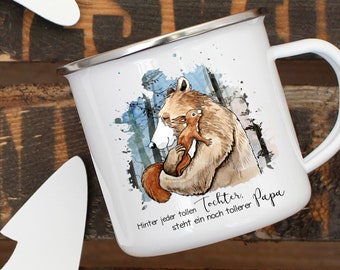 Emaille Campingbecher Kaffeebecher Tasse für Papa Geschenk Vater und Tochter eb291