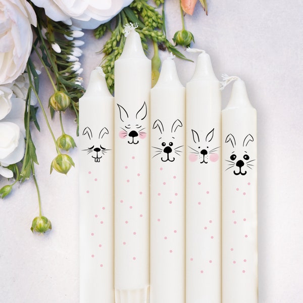 Candle stickers candle tattoos tattoo foil funny Easter bunnies Easter happy easter bunnies for candles or ceramic A6 sheet DIY sticker sheet kst68