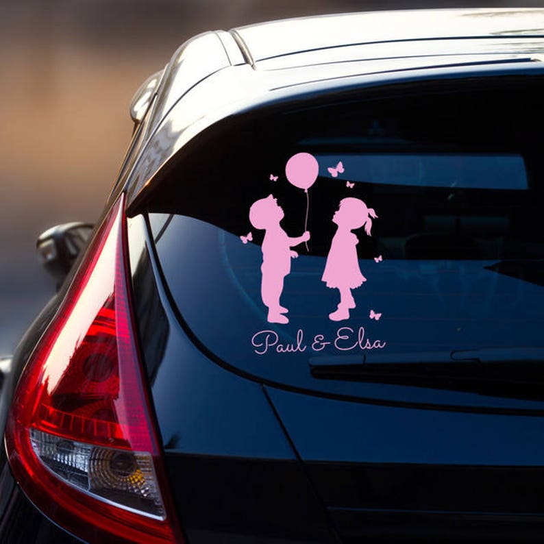 Car Decal Sticker Rear Window Children Name M2196 Etsy