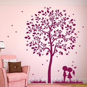 Wall sticker tree with children butterflies M1774 image 2