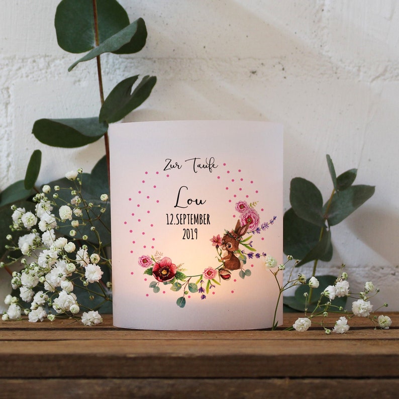ilka parey wandtattoo-welt Taufkerze Kerze zur Taufe oder Geburt Kommunionkerze Blumenkranz Rosen Spruch Wunschname /& Datum wk114