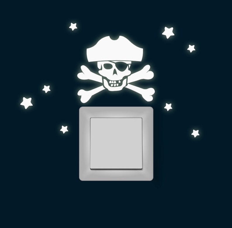 Fluorescent pirate skull light sticker M1364 image 1