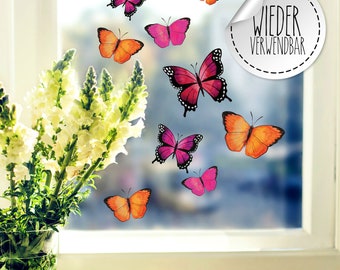 Imagen de la ventana mariposas rosa naranja púrpura reutilizable ventana decoración ventana imágenes primavera decoración decoración bf57