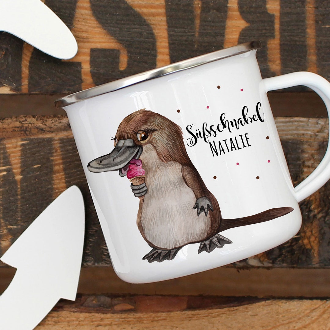Emaillebecher Mit Pferd & Schmetterling – Personalisierbar Mit Namen, Ø 85 Mm, 80 Mm Hoch