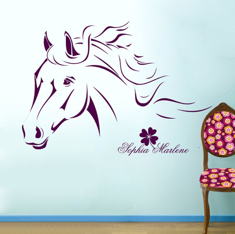 Wall tattoo horse horses wall decoration horse clover M343 B image 2