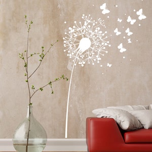 Wall tattoo dandelion butterflies dots 1347bl image 1