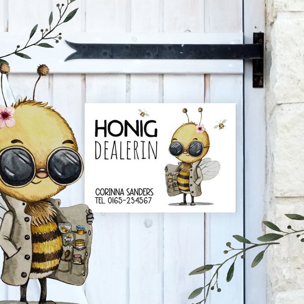 Honigdealer Türschild Schild Schilder Imker Biene Bienen Schwarm Imkerei Honig vom Imker Schild personalisiert sa01 sa02 sa03