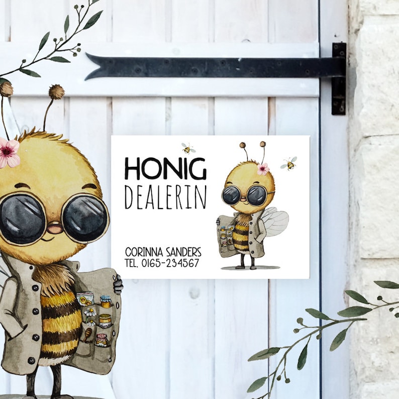 Honey dealer door sign sign signs beekeeper bee bees swarm beekeeping honey from the beekeeper sign personalized sa01 sa02 sa03 image 1