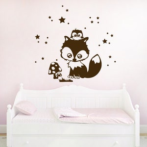 Wall sticker fox and owl owls stars dotsM1193 image 1