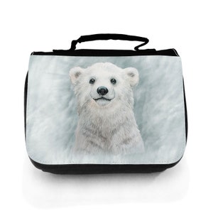 Waschtasche Waschbeutel Eisbär Polarbär im Schneesturm Kulturbeutel Kosmetiktasche Reisewaschtasche Motiv Tier wt209