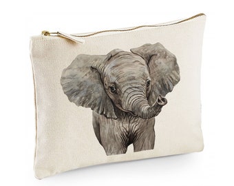 Canvas Pouch Tasche Elefant Waschtasche Kulturbeutel Kosmetiktasche individuell bedruckt cl52