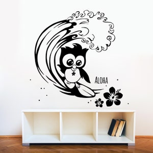 Wall decal owl surfer owls owl wall decal M1539 image 1