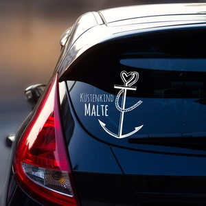 Car sticker rear window name anchor coastal child image 2