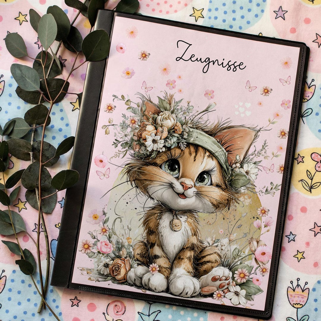 Certificate Folder, 20-piece Cover Sheet, A4, Kitten, Cat, Personalized ...