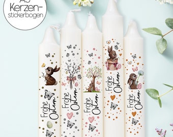 Kerzensticker Kerzentattoos Tattoofolie Hase Häschen Osterhasen Frohe Ostern happy easter für Kerzen oder Keramik A5 Bogen DIY kst138