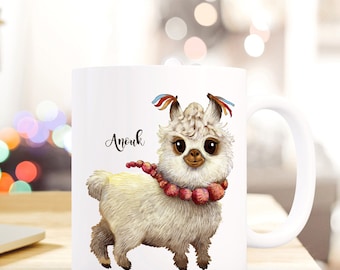 Gift coffee cup llama alpaca desired name ts611