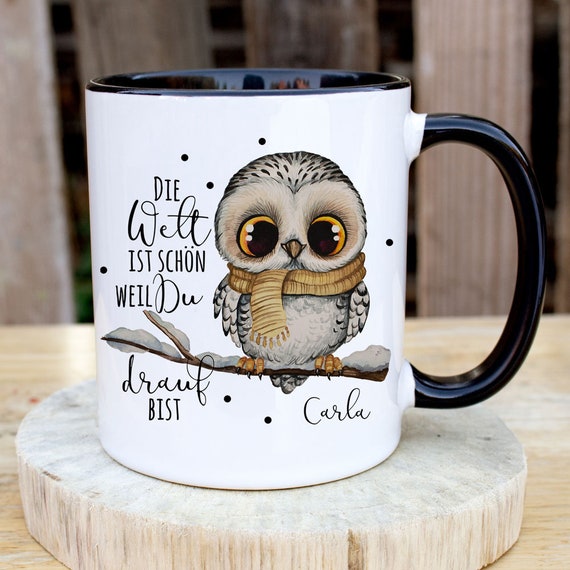 Tasse Becher Kaffeebecher Kaffeetasse mit Eule owl Eulchen Die