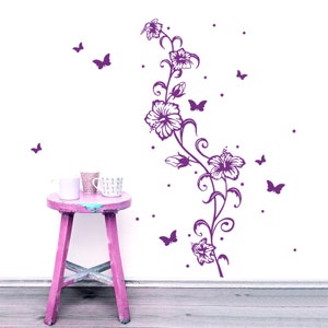 Wall sticker flower tendril hibiscus Hawaiian flowers M1804
