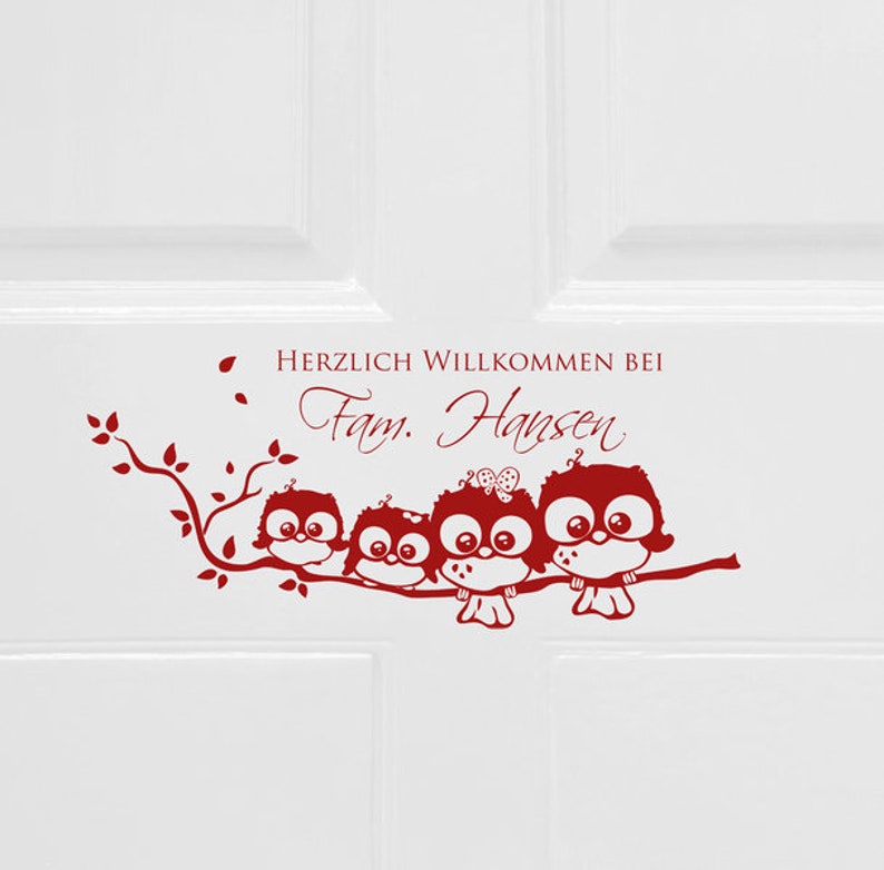 Wall tattoo door sign Welcome with owls M1204 image 2