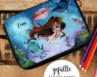 Pencil case pencil case mermaid mermaid underwater world back to school desired name name can be personalized fm233