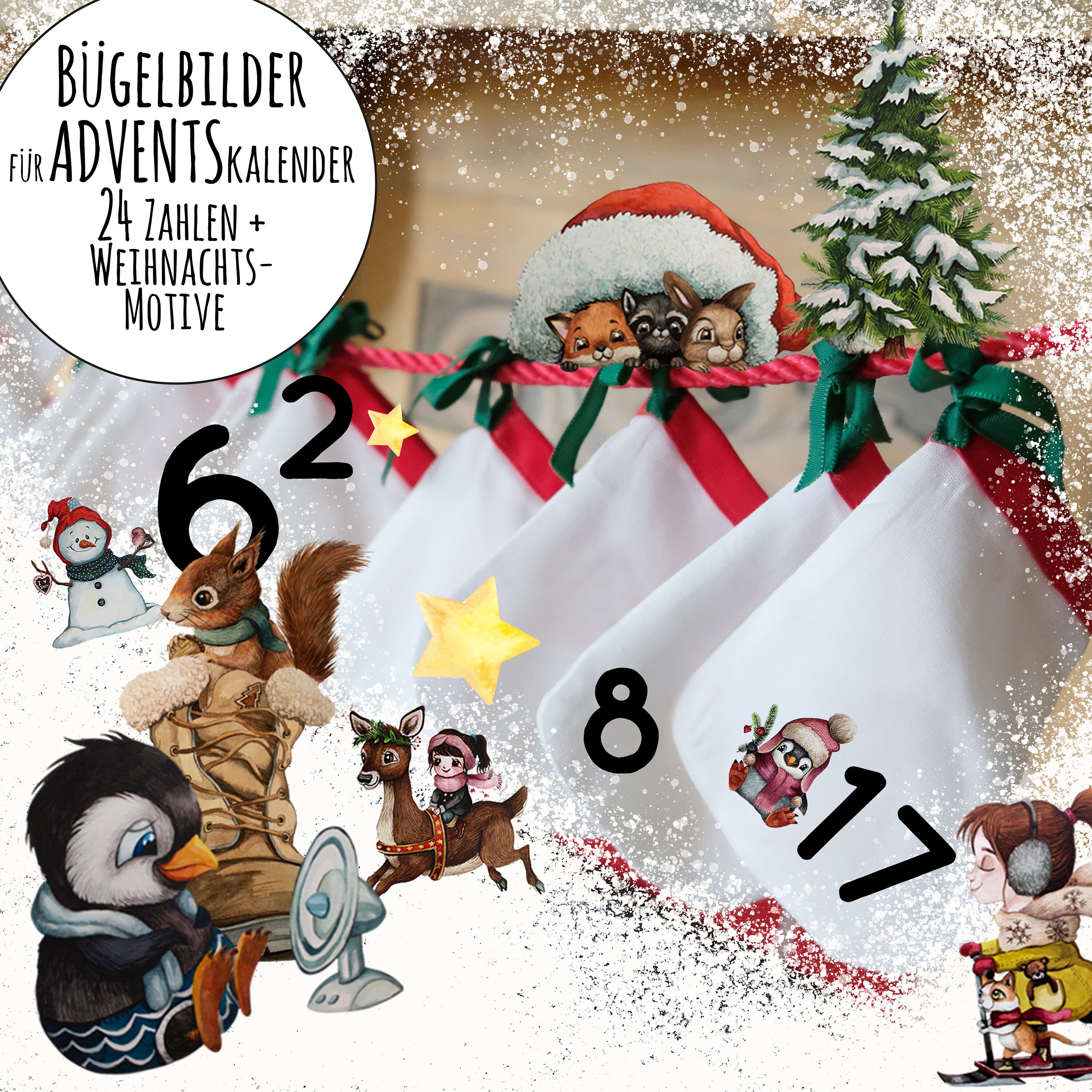 Autocollants De Noël Avec Motifs Animaux - Lot De 180 étiquettes Inscriptibles - Pour Cadeaux, Calendrier De L'Avent