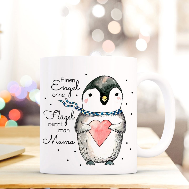 Geschenk Kaffee Tasse Engel Pinguin Mama ts427 Bild 1