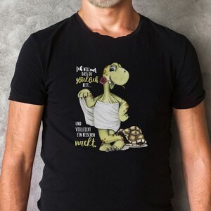 Koszulka T-shirt w kolorze czarnym z motywem żółwia z napisem Chcę, żebyś był szczęśliwym i nagim prezentem 100% bawełna różne rozmiary. hs18