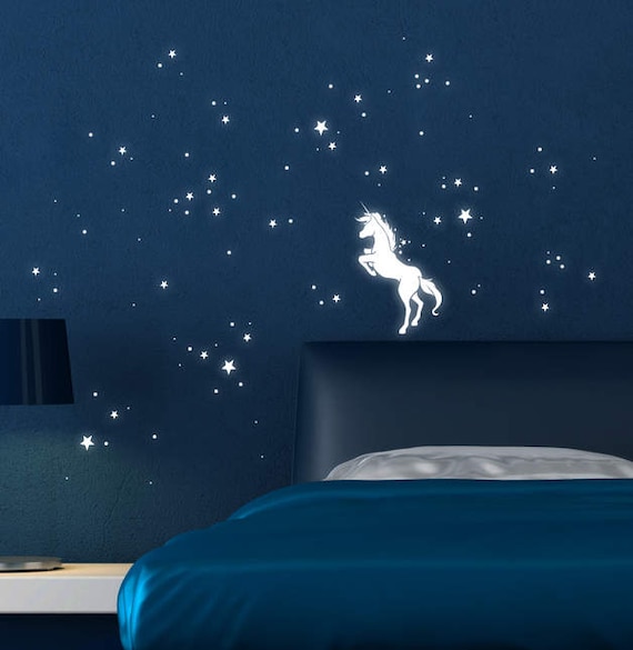 Aomier leuchtsterne selbstklebend sternenhimmel Leuchtsticker Wandtattoo Einhorn Wandtattoos Leuchtende Aufkleber Kinder Glow Sticker Leuchtsticker I Wand Deko f/ür Kinderzimmer Schlafzimmer