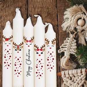 Candle stickers candle tattoos tattoo foil Christmas Advent candle deer reindeer faces for candles ceramic A6 sheet DIY sticker sheet kst113