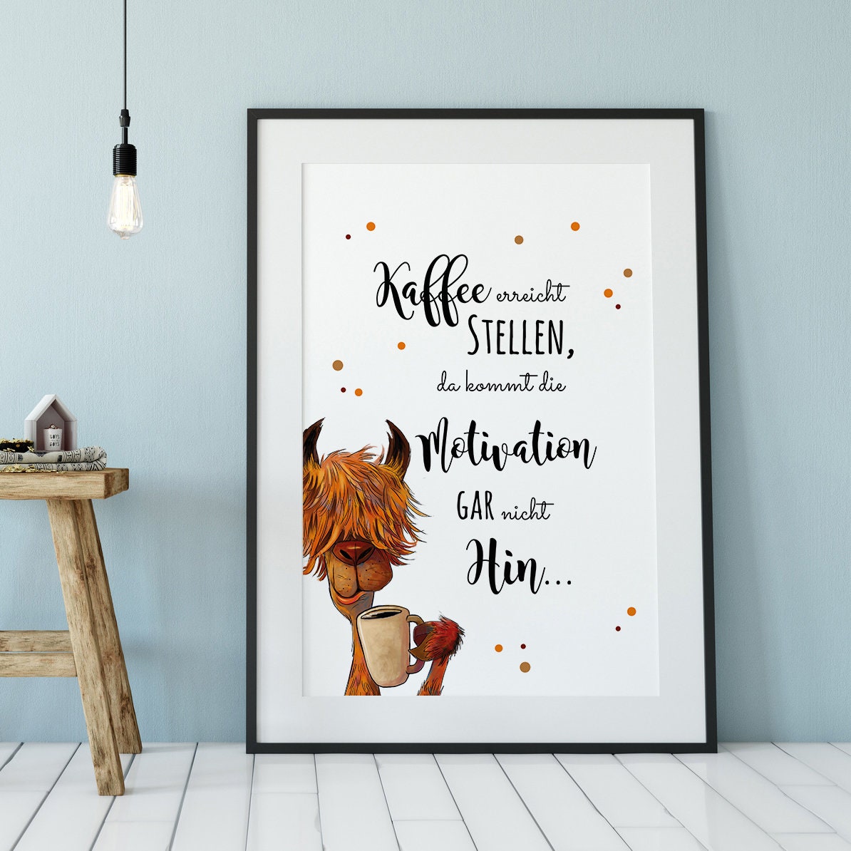 Kitchen Print Etsy Coffee Lama A3 Norway Poster P101 - Print