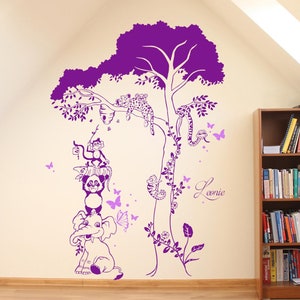 Wall sticker animals jungle tree with name M1601 image 1