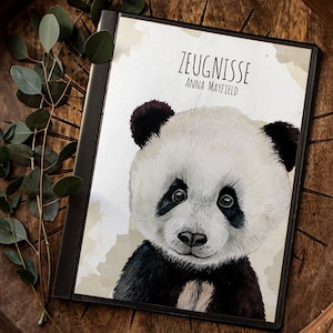 Zeugnismappe Hausaufgabenheft Hülle Pandabär Panda Bär Pandababy personalisierbar Schulanfang Schulanfänger Einschulung Wunschname zm06