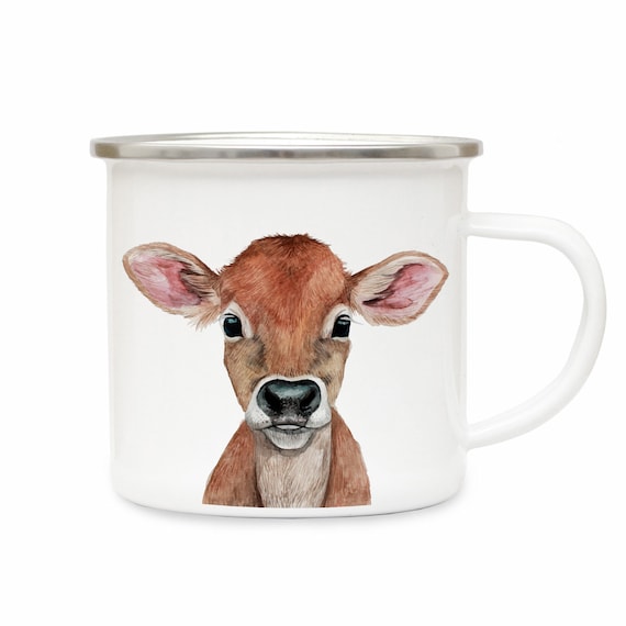 binnen Boven hoofd en schouder Giftig Emaille kopjes camping cups baby koe kalf kalf eb227 - Etsy Nederland