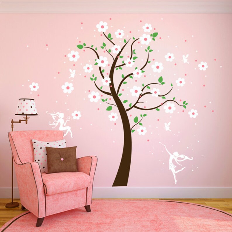Wall Decals tree m Elves Fairy Flower Stars M1164