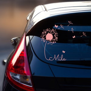 Car sticker rear window baby name dandelion image 2