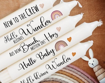 Kerze Stabkerze Geschenk zur Geburt schöne Sprüche welcome little One kleines Wunder newborn gifts Geschenke zum Baby kl1-11