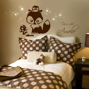 Wall sticker fox and owl owls glowing stars M1194 image 1