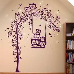 Wall decal owls swing owl wall decal M1583 image 3