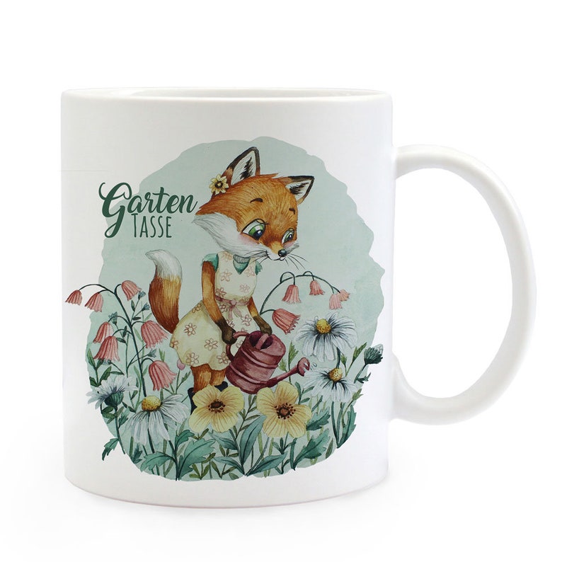 Cup Mug Coffee Cup Garden Cup Mrs Fox Foxes & Name Desired Name on Back Coffee Mug Gift ts1123 image 2