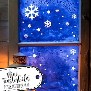 Mini Window Picture A6 Snowflakes Stars M2284