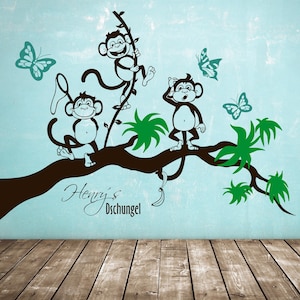 Wall decal monkeys on branch monkey tree monkey 1494 image 1
