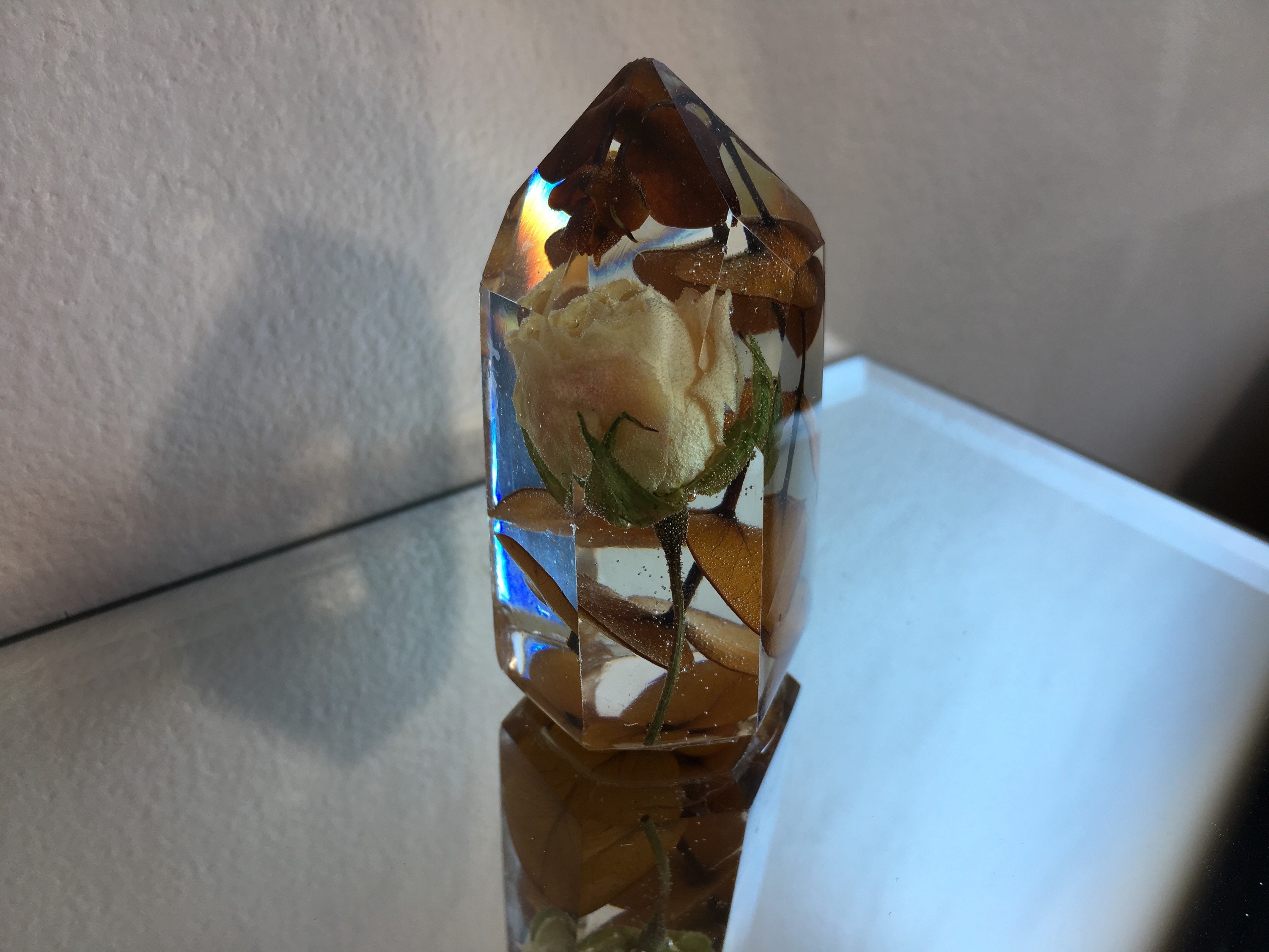 White Rose & Eucalyptus Crystal Tower